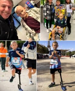 Eight-year-old Isak crosses his first finish line with a running blade after cancer took his leg - photo 15